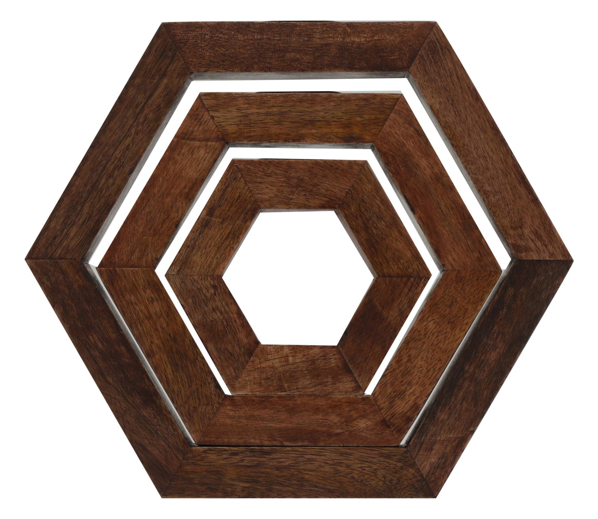 Buy Candle Stand - Handcrafted Hexagon Wooden Tealight Candle Holder Set of 3 by House of Sajja on IKIRU online store