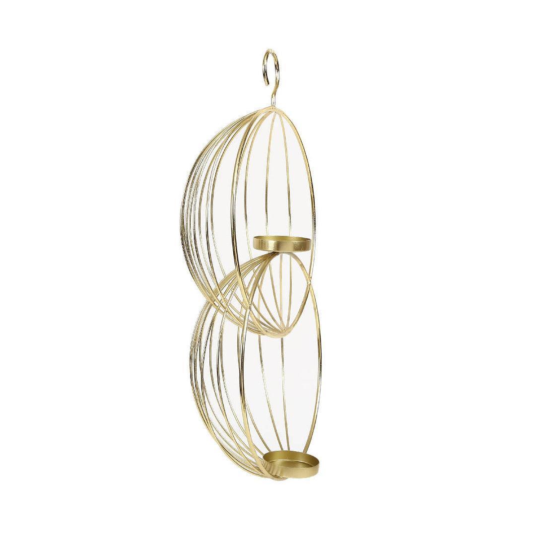 Buy Candle Stand - Modern Hanging Tea Light Candle Holder- Golden Metal Round by Home4U on IKIRU online store