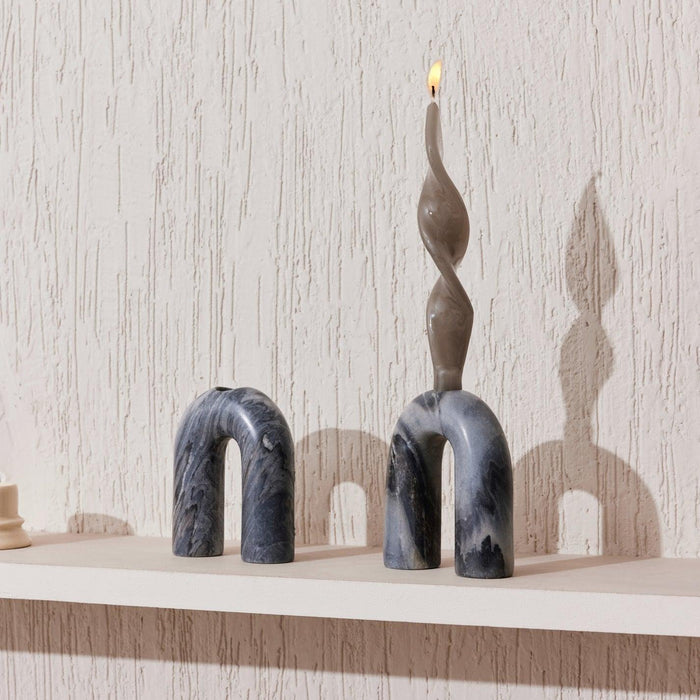 Buy Candle Stand - Pure Marble Handcrafted U Shaped Candle Holder | Incense Stick Stand For Decor by Muun Home on IKIRU online store