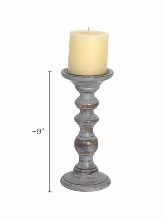 Buy Candle Stand - Rustic Grey Wooden Pillar Candle Stand | Tea Light Holder For Home Decor by Fos Lighting on IKIRU online store