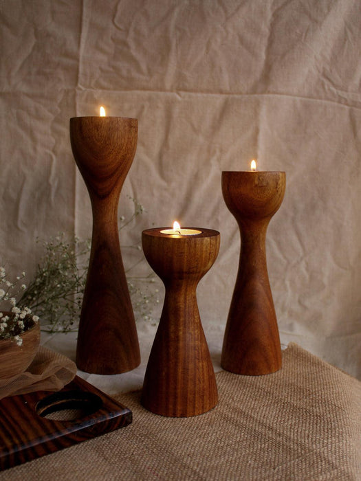 Tall Wooden Indian Candle Sticks – InekoHome