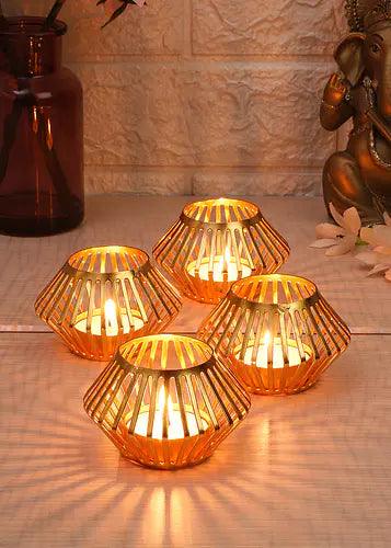 Buy Candle Stand - Small Plating Tealight Holder- Set of 4 by Amaya Decors on IKIRU online store