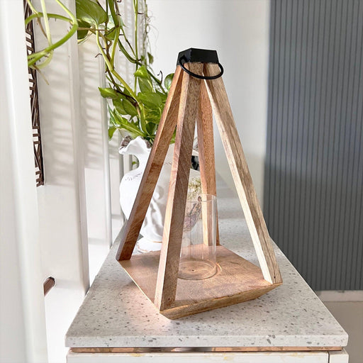 Buy Candle Stand - Tommer Rustic Wooden Hanging Lantern | Decorative Candle Holder Stand For Home Decor by Restory on IKIRU online store