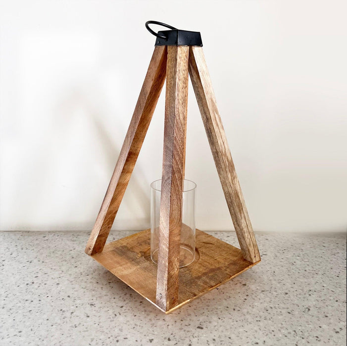 Buy Candle Stand - Tommer Rustic Wooden Hanging Lantern | Decorative Candle Holder Stand For Home Decor by Restory on IKIRU online store