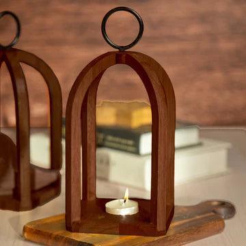 Buy Candle Stand - Tømmer Wooden Hanging Lantern | Candle Holder For Home Decor by Restory on IKIRU online store