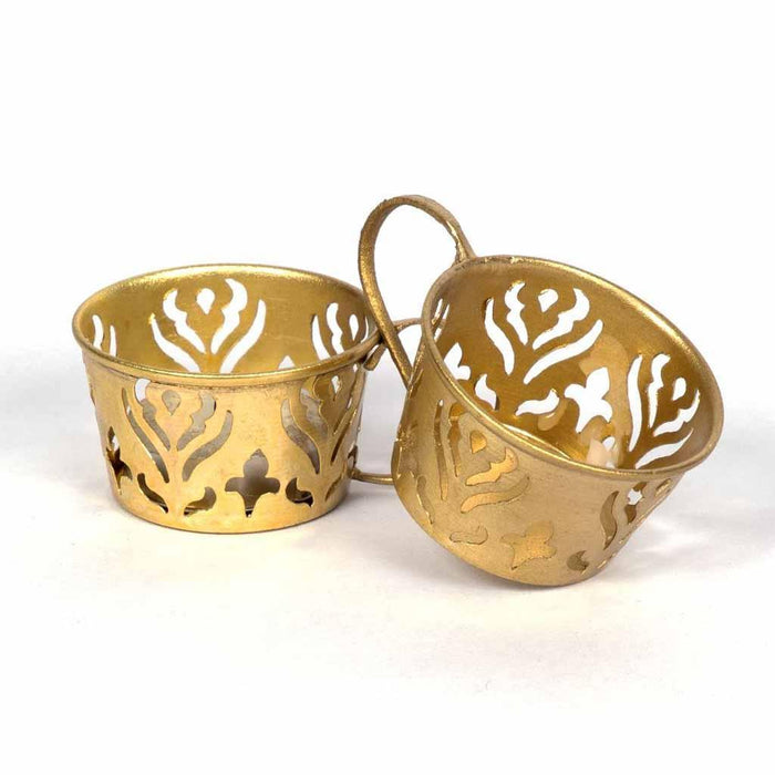 Buy Candle Stand - Victoria Tea Light Holder Set of 4 & Diya Cup with Handle by Anantaya on IKIRU online store