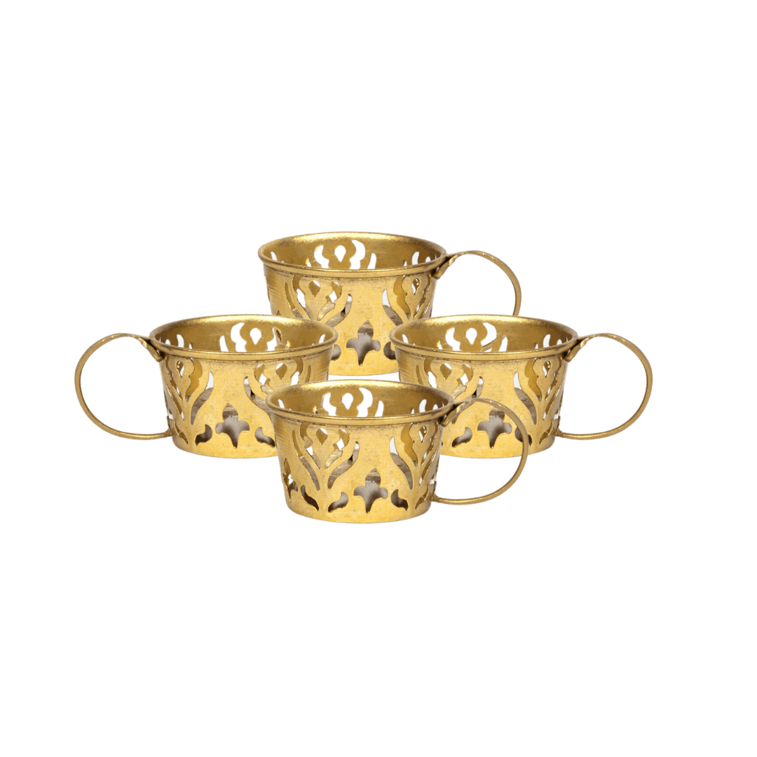 Buy Candle Stand - Victoria Tea Light Holder Set of 4 & Diya Cup with Handle by Anantaya on IKIRU online store