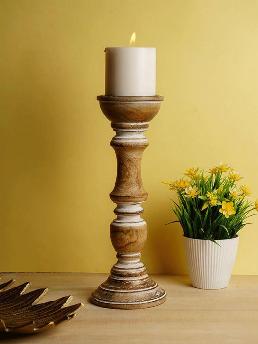 Buy Candle Stand - Wooden Tealight Candlestick Holder Brown For Home & Festive Decor by Casa decor on IKIRU online store