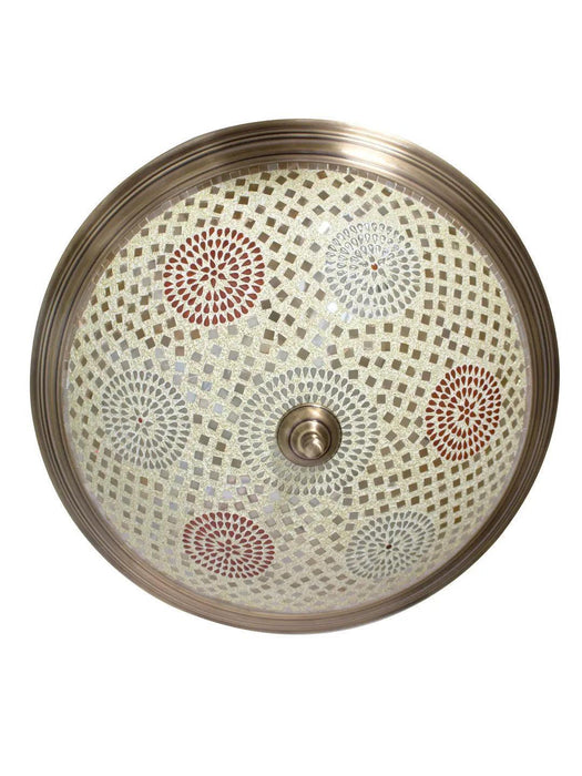 Buy Ceiling Light - Brass and Glass Dish Tilak Antique Surface Ceiling Light Lamp For Living Room & Home by Fos Lighting on IKIRU online store