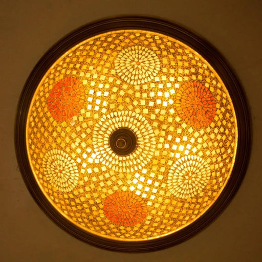 Buy Ceiling Light - Dish Tilak Antique Brass Surface Ceiling Light by Fos Lighting on IKIRU online store