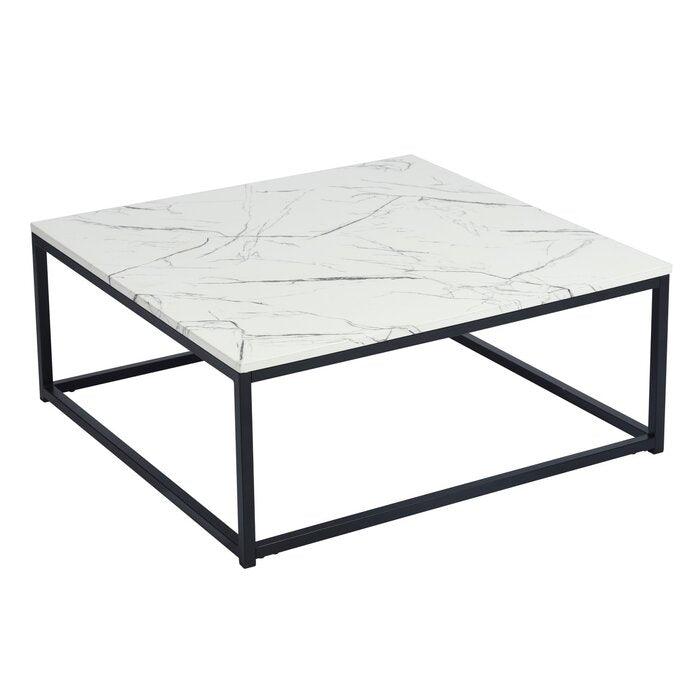 Buy Center Table - Living Room Center Coffee Table with White Square Marble Top and Black Finish Frame by Handicrafts Town on IKIRU online store