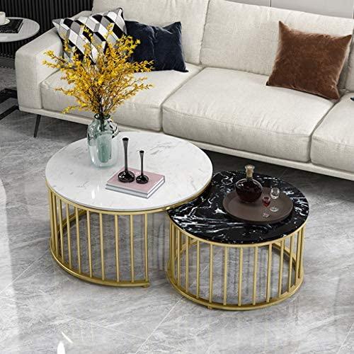 Buy Center Table - Marble Top Set of 2 Nesting Tables For Home Decor and Office | Black & White Accent Tables by Handicrafts Town on IKIRU online store