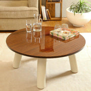 Buy Center Table - Round Wooden Center Table For Living Room | Brown and White Tea Table by Home4U on IKIRU online store