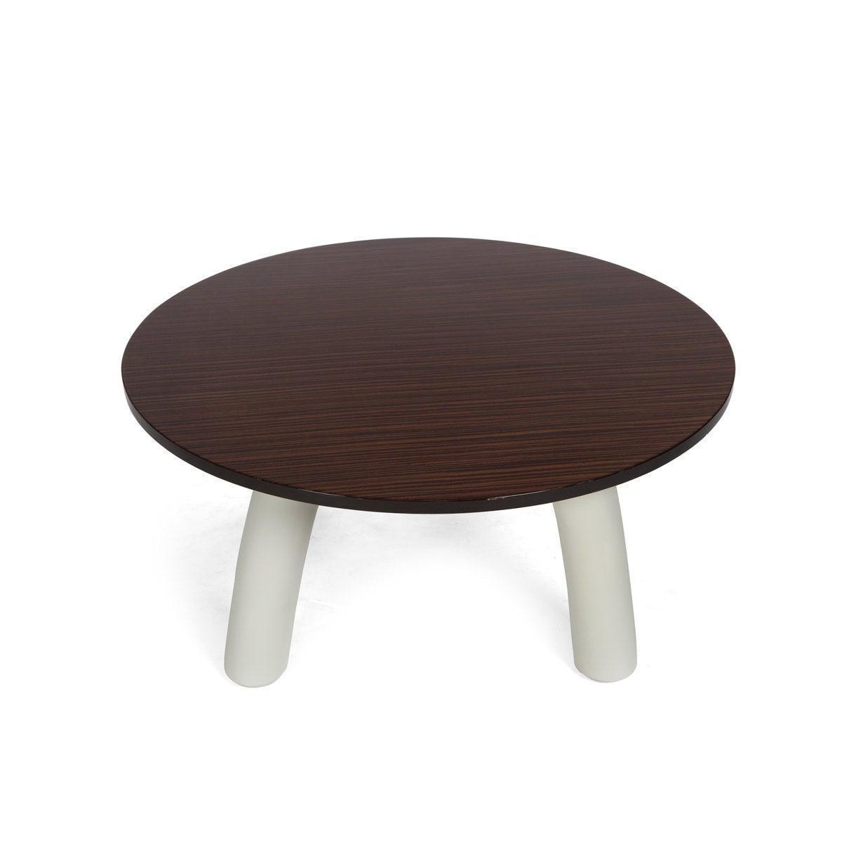 Buy Center Table - Round Wooden Center Table For Living Room | Brown and White Tea Table by Home4U on IKIRU online store