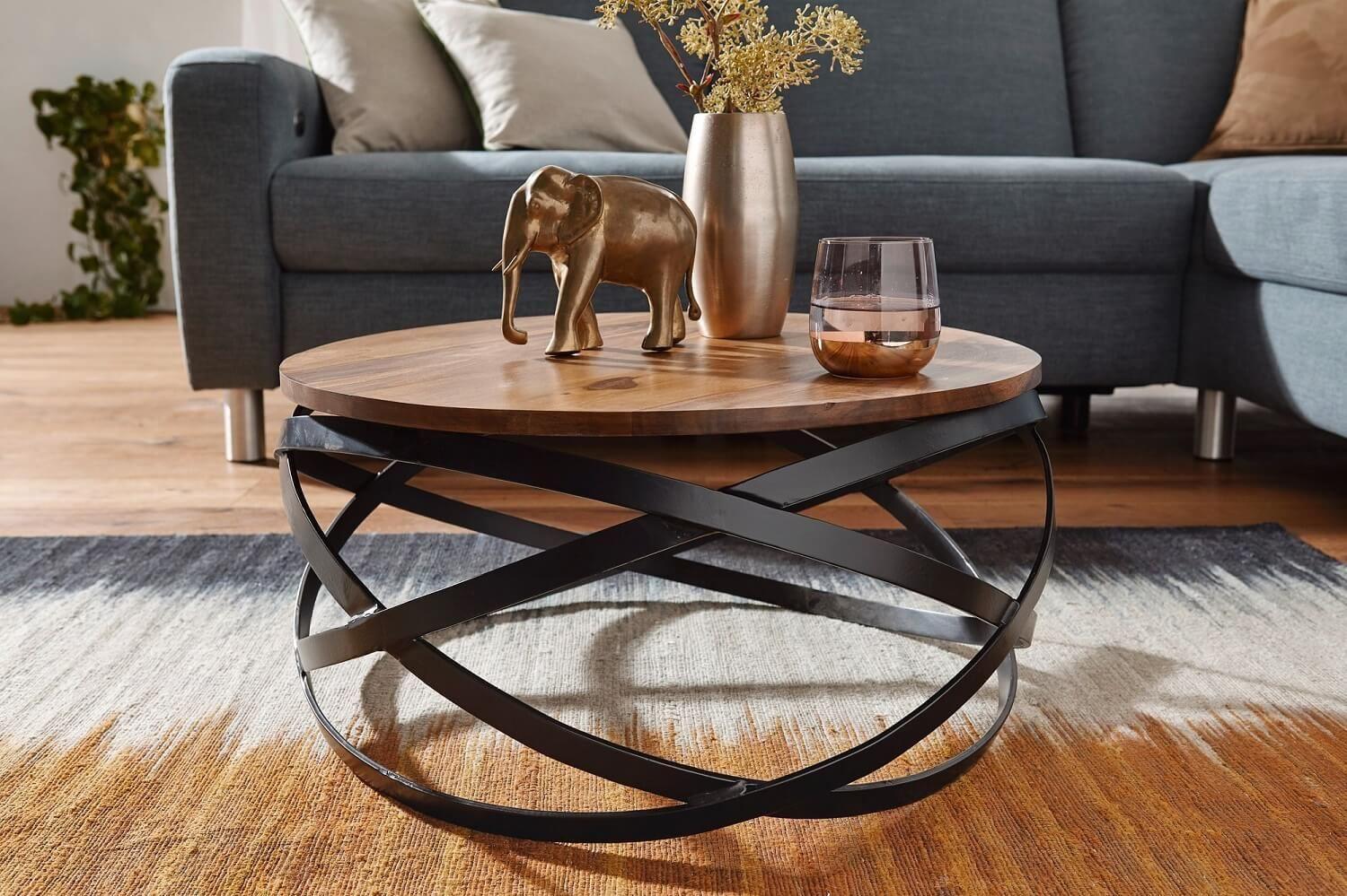 Buy Center Table - Wood & Black Metal Center Table | Coffee Table For Living Room by The home dekor on IKIRU online store