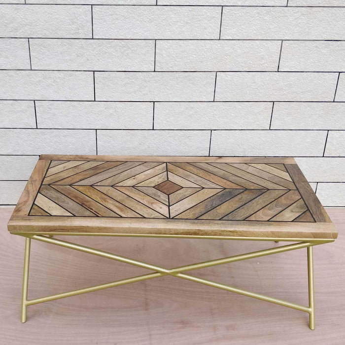 Buy Center Table - Wood & Golden Metal Coffee Table | Wooden Center Table For Living Room by The home dekor on IKIRU online store