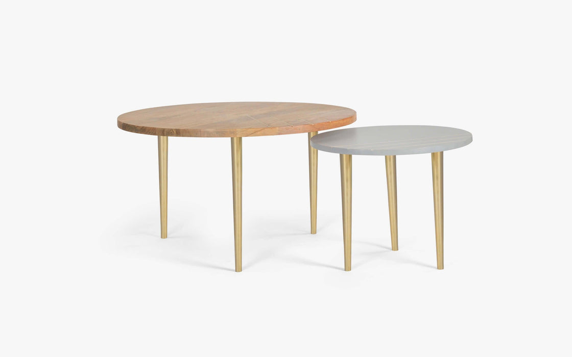Buy Center Table - Wooden & Cement Top Modern Round Coffee Table Set Of 2 For Home & Living Room by Orange Tree on IKIRU online store