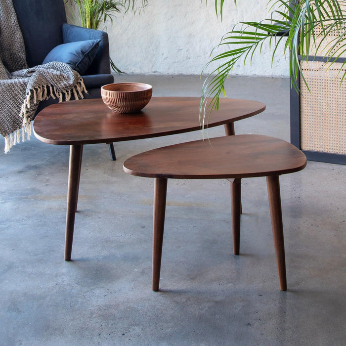 Buy Center Table - Wooden Oval Shaped Coffee Table | Center Table For Home And Living Room Set Of 2 by Orange Tree on IKIRU online store