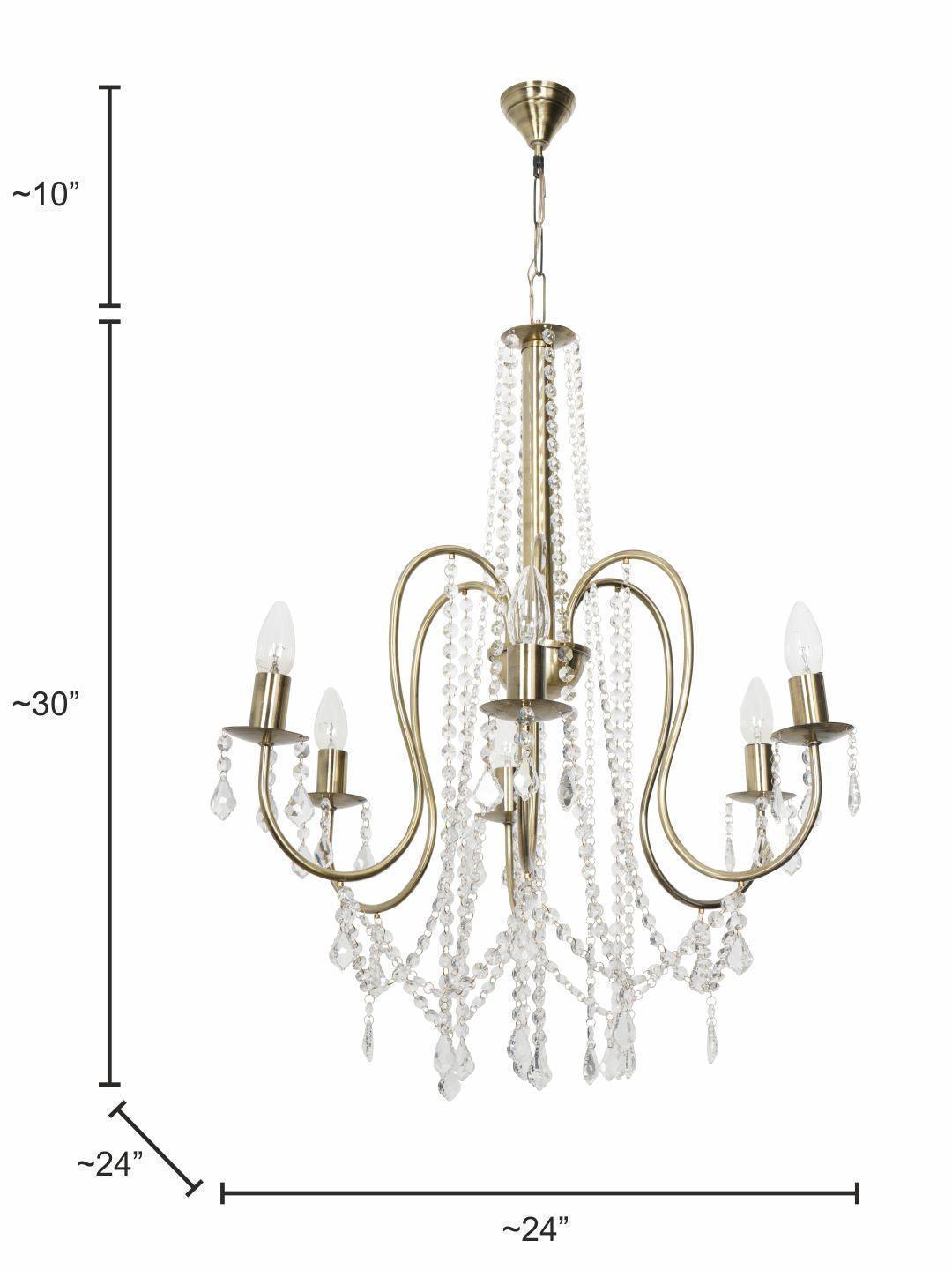 Buy Chandelier - Antique Brass 6 Light Crystal Candelabra Chandelier | Hanging Lamp For Home Decor by Fos Lighting on IKIRU online store