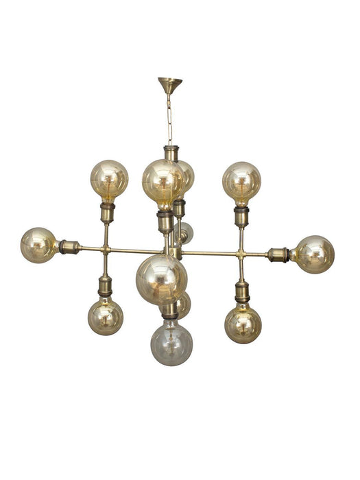 Buy Chandelier - Antique Brass Molecular 12 Light Modern Hanging Chandelier | Lamp Light For Home Decor by Fos Lighting on IKIRU online store