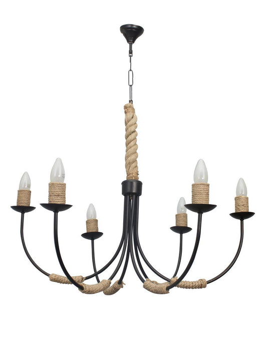 Buy Chandelier - Beach House 6 Light Rope Hanging Chandelier by Fos Lighting on IKIRU online store