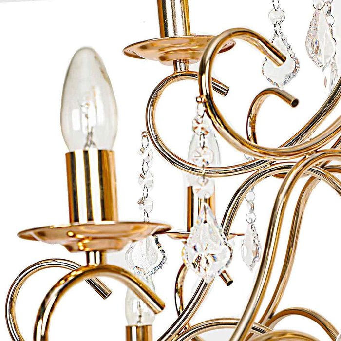 Buy Chandelier - Timor Modern Gold & Clear Glass Chandelier | Decorative Hanging Jhoomar For Home by Home4U on IKIRU online store