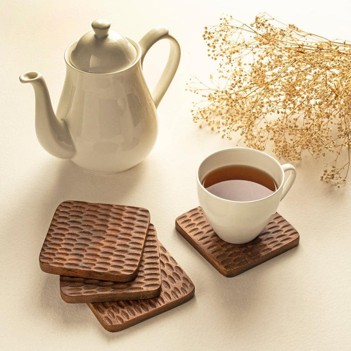 Buy Cornerstone Wooden Table Coaster For Tea Cups & Mugs Set of 4