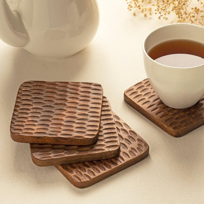 Buy Cornerstone Wooden Table Coaster For Tea Cups & Mugs Set of 4 Coasters  Online - Ikiru