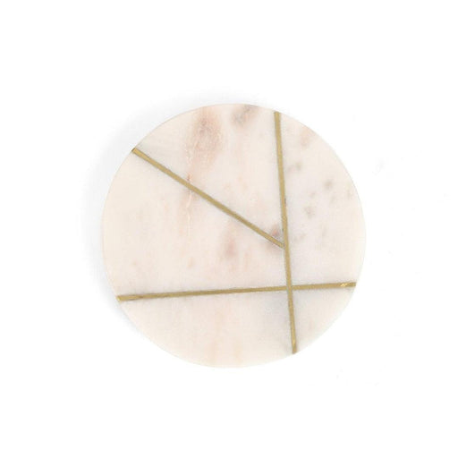 Buy Coaster - Decorative Round Marble and Brass Coasters White- Set Of 4 by Home4U on IKIRU online store