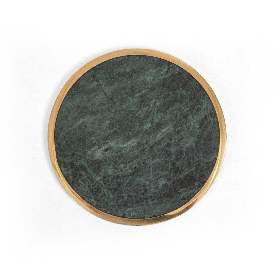 Buy Round Coasters For Table Stone & Brass Ring Set of 4 Online