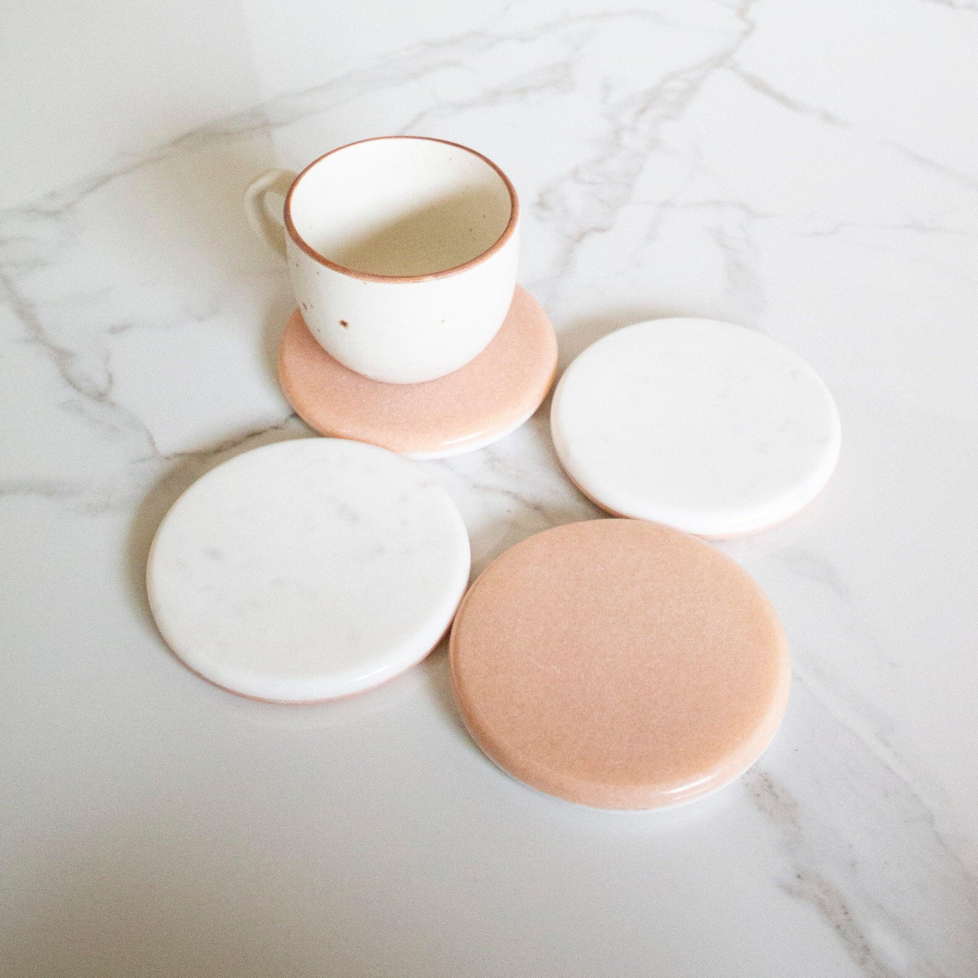 Buy Coaster - Up-down Coaster Set of 6 | Marble Tea Coaster for Table by Byora Homes on IKIRU online store