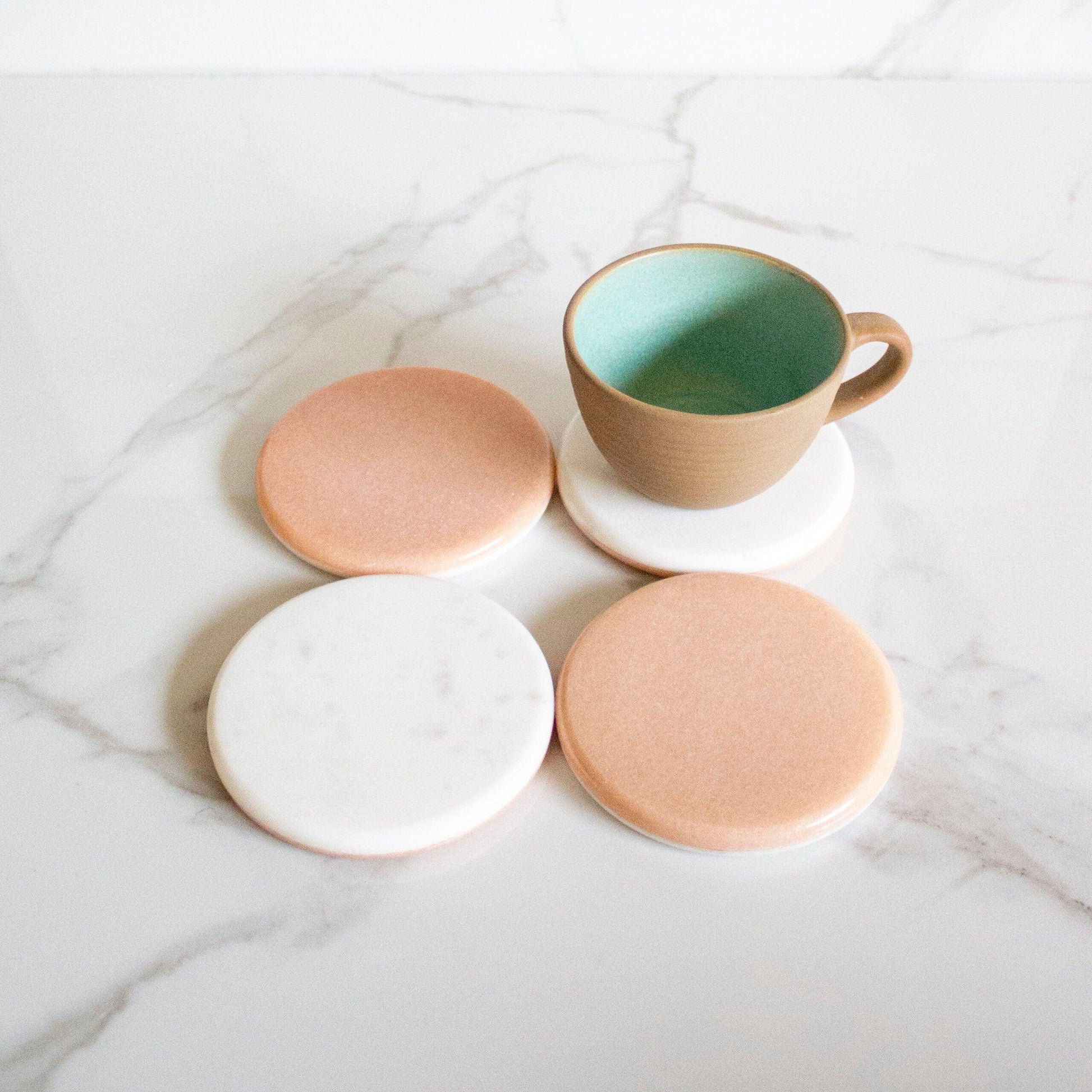 Buy Coaster - Up-down Coaster Set of 6 | Marble Tea Coaster for Table by Byora Homes on IKIRU online store