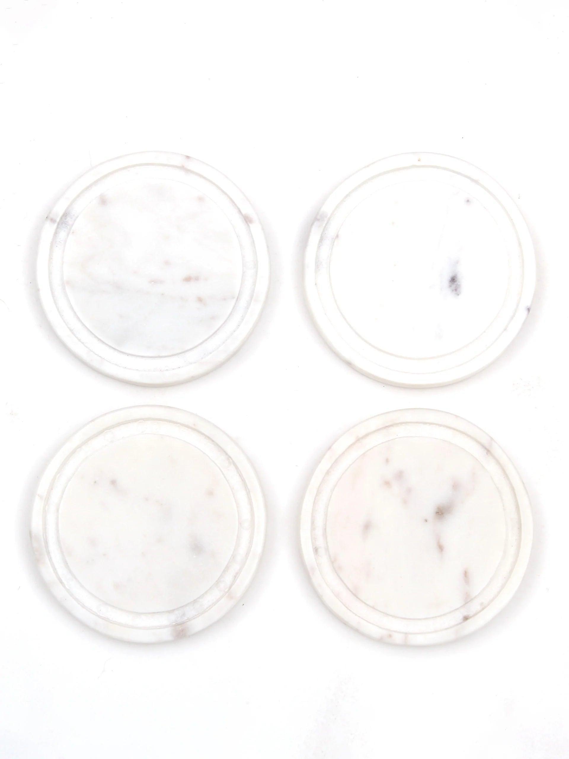 Buy Coaster - White Round Marble Table Coasters for Tea Cups | Mug Trivets Pad by House this on IKIRU online store