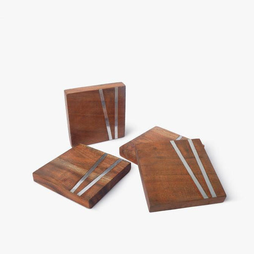 Buy Coaster - White Striped Square Tea & Coffee Coasters For Tableware And Home by Casa decor on IKIRU online store