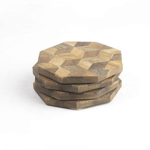 Buy Coaster - Wooden Octagon Tea Coffee Coasters For Table Decor Set Of 4 by Casa decor on IKIRU online store
