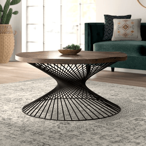 Buy Coffee Table - Spiral Wooden & Metal Center Table | Round Coffee Table For Living Room by The home dekor on IKIRU online store