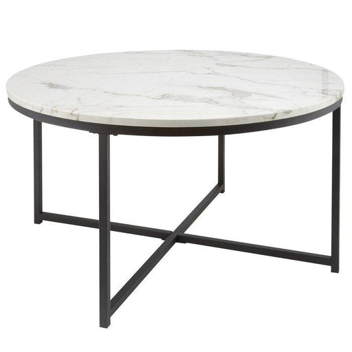 Buy Coffee Table - White Marble Center Coffee Table With Black Legs For Home Decor, Living Room and Office by Handicrafts Town on IKIRU online store
