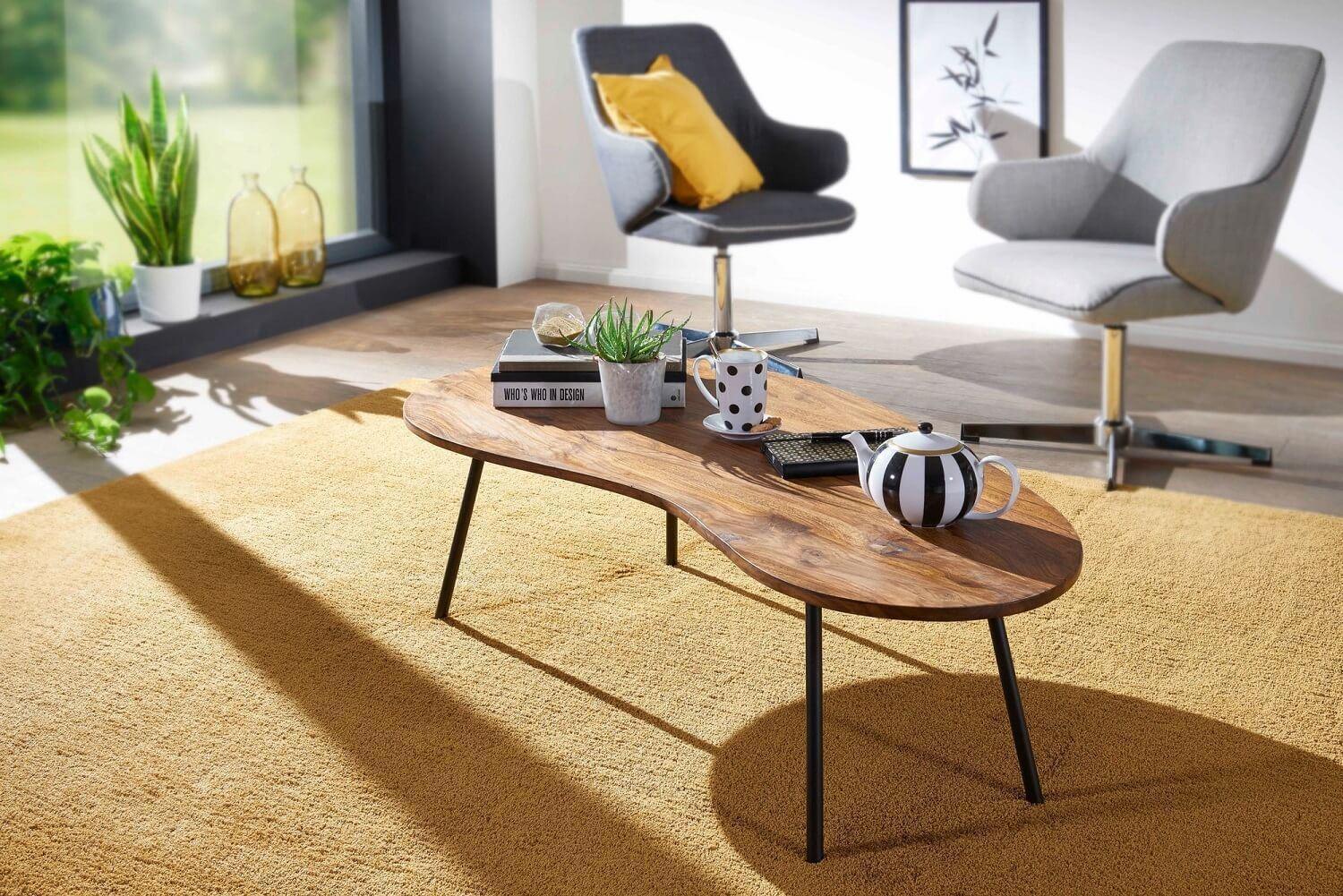 Buy Coffee Table - Wood & Metal Bean Coffee Table | Center Table For Living Room by The home dekor on IKIRU online store