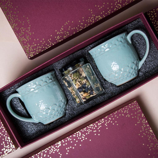Buy Cups & Mugs - Aqua Coffee Mugs & Trail Mix Gift Box | Cup Set For kitchenware & Gifting by The Table Fable on IKIRU online store