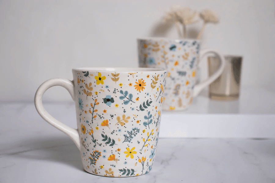 Buy Cups & Mugs - Beautiful Printed Spring Coffee Mug Set Of 2 | Gifting Stoneware Mugs by The Table Fable on IKIRU online store