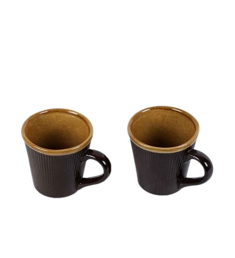 Buy Cups & Mugs - Bhor Ceramic Coffee Caramel Mug Set Of 2 | Brown Tea Cups For Home & Gifting by Courtyard on IKIRU online store