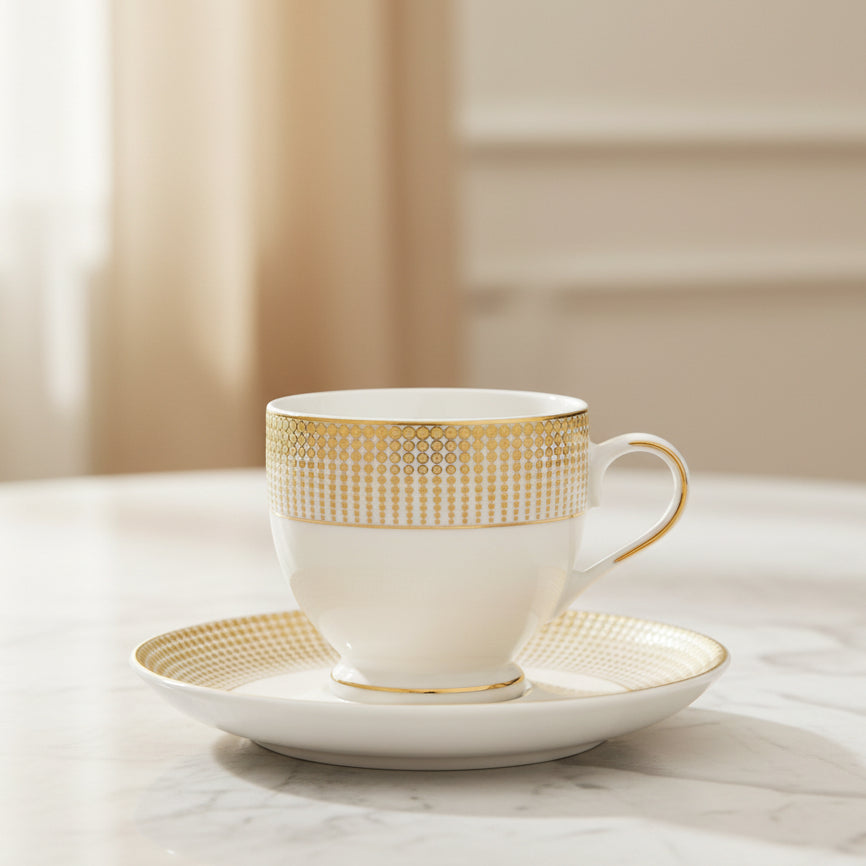 Buy Cups & Mugs - Luxurious Cup and Saucer Set- White and Gold Finish by Home4U on IKIRU online store