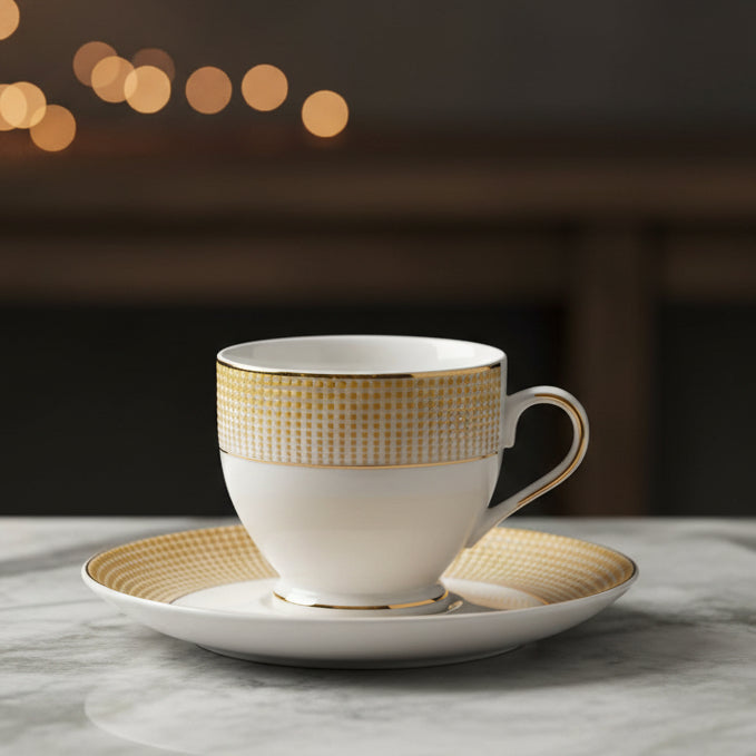 Buy Cups & Mugs - Luxurious Cup and Saucer Set- White and Gold Finish by Home4U on IKIRU online store