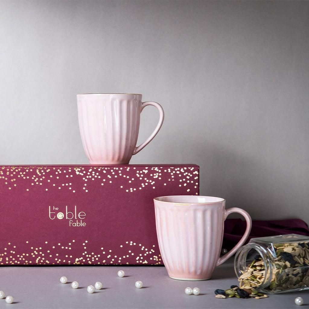 Buy Cups & Mugs - Pink Blush Coffee Mugs & Trail Mix Gift Box | Cup Set For Kitchenware And Gifting by The Table Fable on IKIRU online store