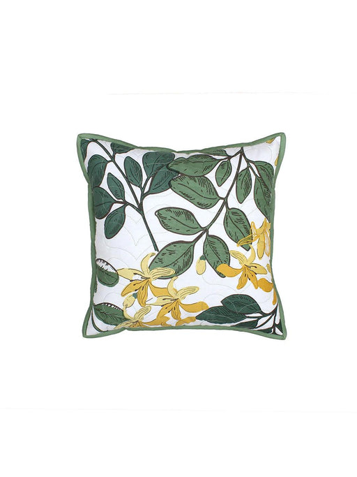 Buy Cushion cover - Floral Printed Green Cotton Square Cushion Cover For Sofa & Bedroom by House this on IKIRU online store