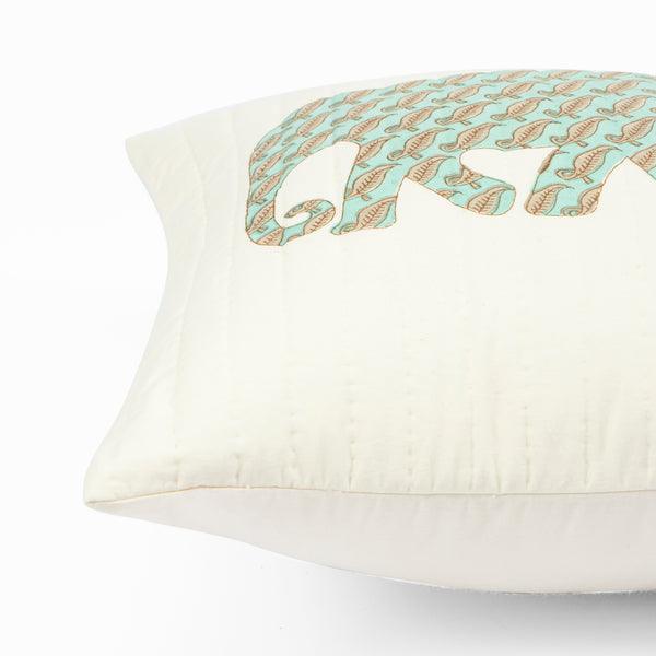 Buy Cushion cover - Jaipur Block Printed Elephants Design Cotton Cushion Cover For Sofa Bed by Houmn on IKIRU online store