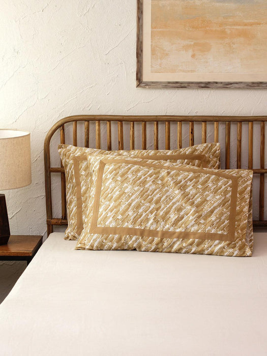 Buy Cushion cover - Printed Cotton Rectangular Pillow Cover Set of 2 , Beige Color by House this on IKIRU online store