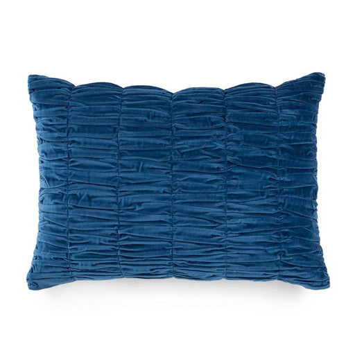 Buy Cushion cover - Siran Velvet Gathered Navy Blue Cushion Cover For Sofa & Bed by Home4U on IKIRU online store