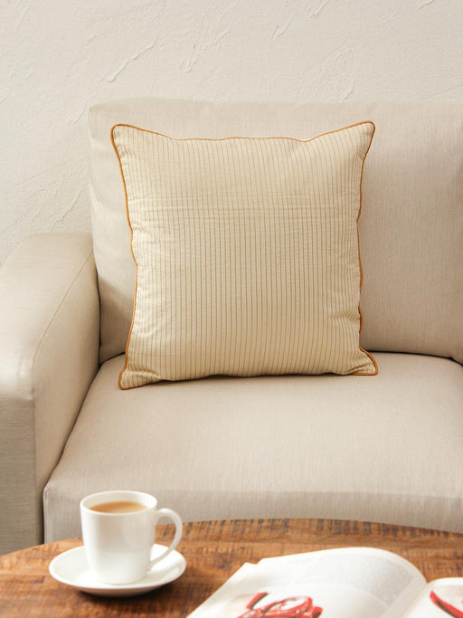 Buy Cushion cover - White Golden Cotton Square Cushion Cover by House this on IKIRU online store