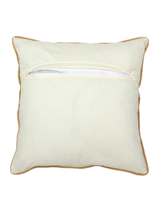 Buy Cushion cover - White Golden Cotton Square Pillow & Cushion Cover For Sofa & Bedroom by House this on IKIRU online store